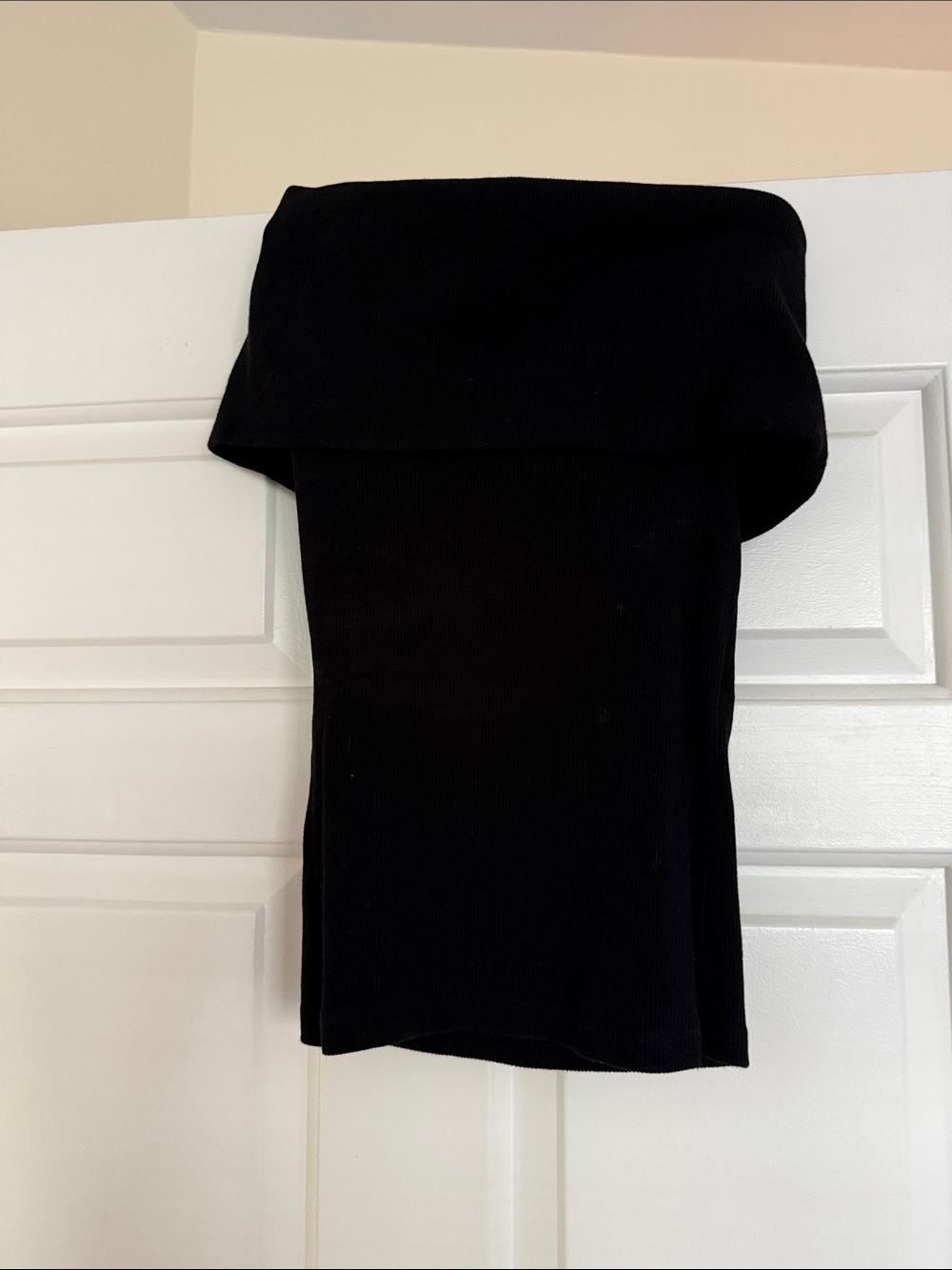 Mango Black Off-the-Shoulder Fold-Over Sweater